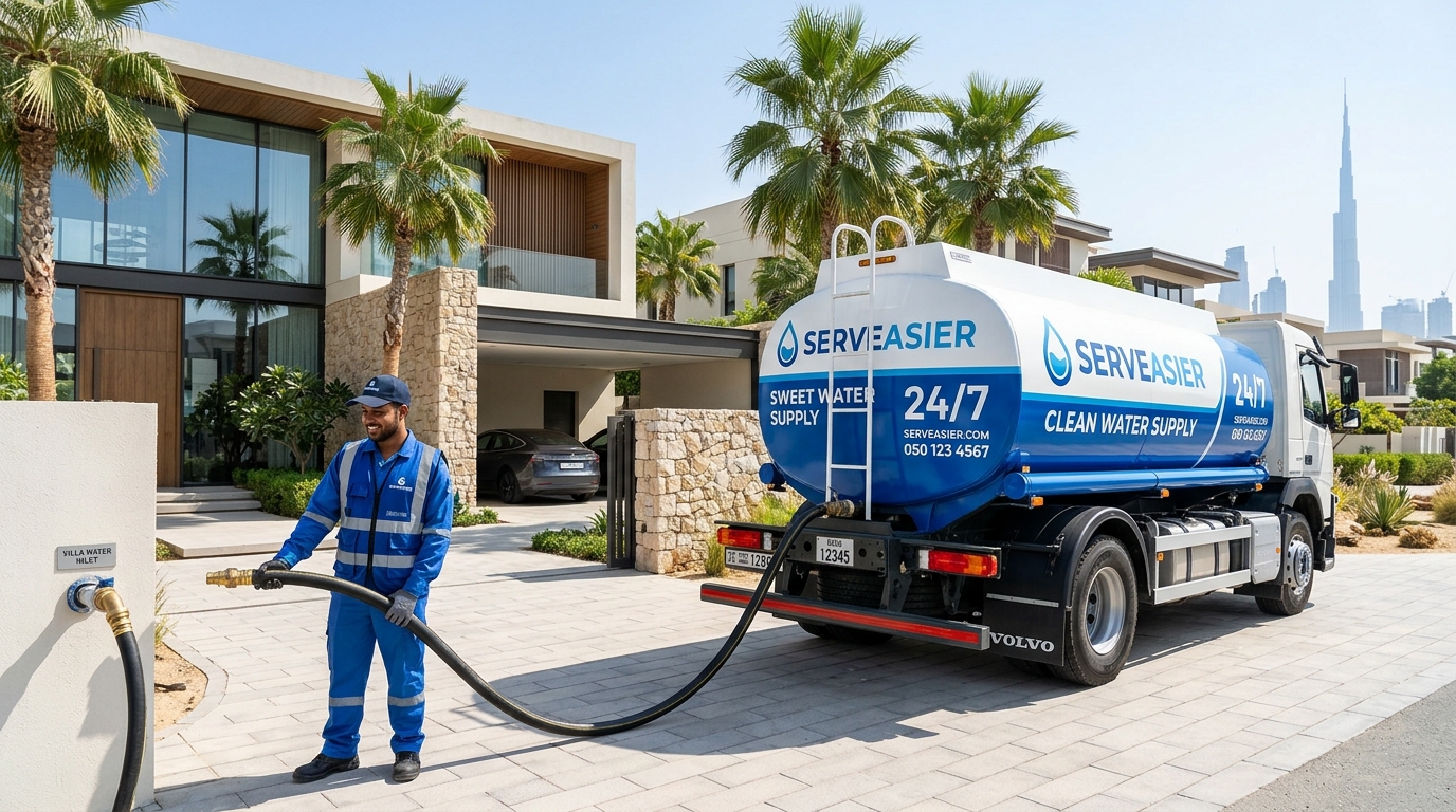 Serveasier Sweet Water Supply & Drainage Removal Tanker Fleet Dubai